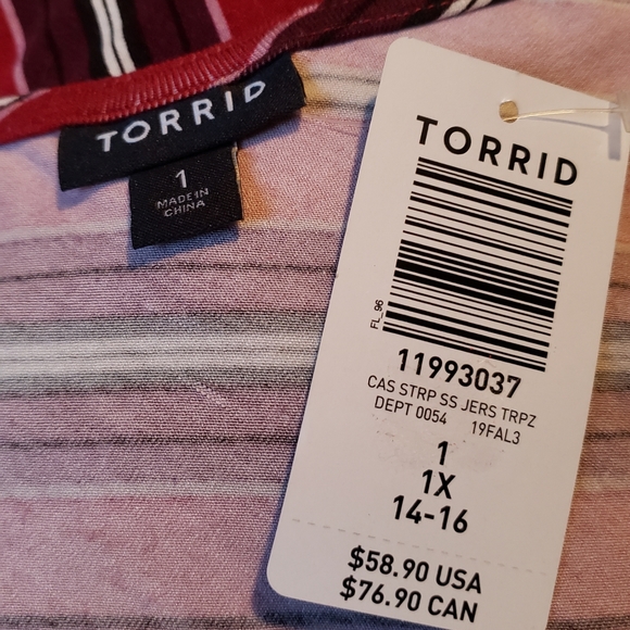 Red & Multi Stripe Jersey Fluted Dress - Picture 5 of 6